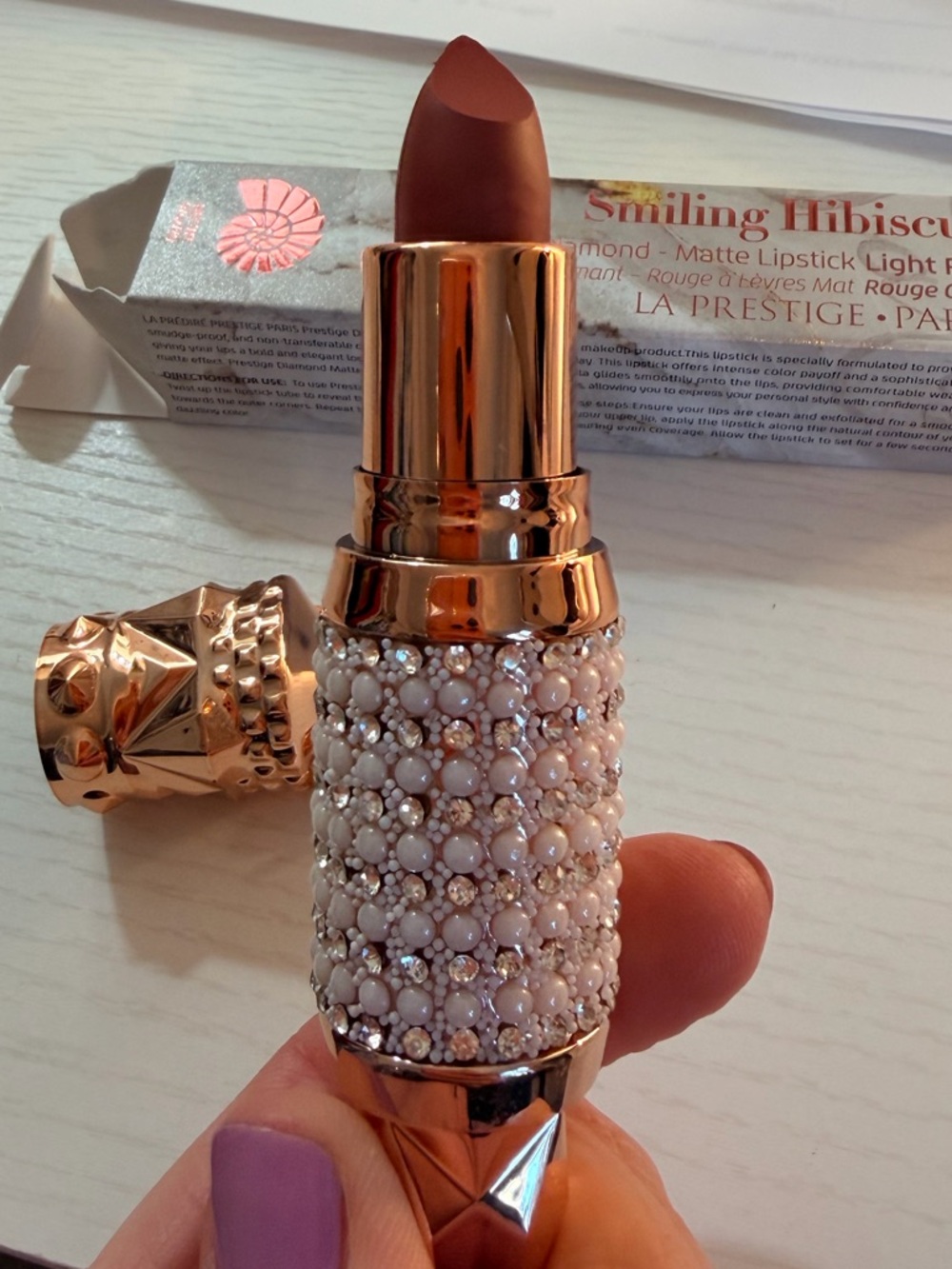 La Prestige Paris Smiling Hibiscus - Matte Lipstick Light Red NIB $120